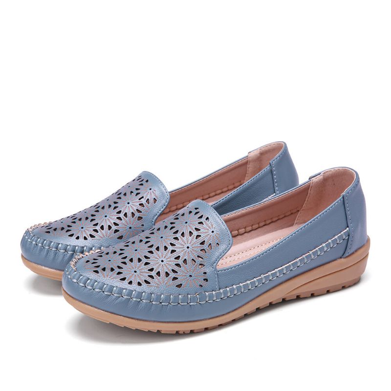 Mujeres Floewrs Hollow Comfy Antideslizante Casual Flat Mocasines