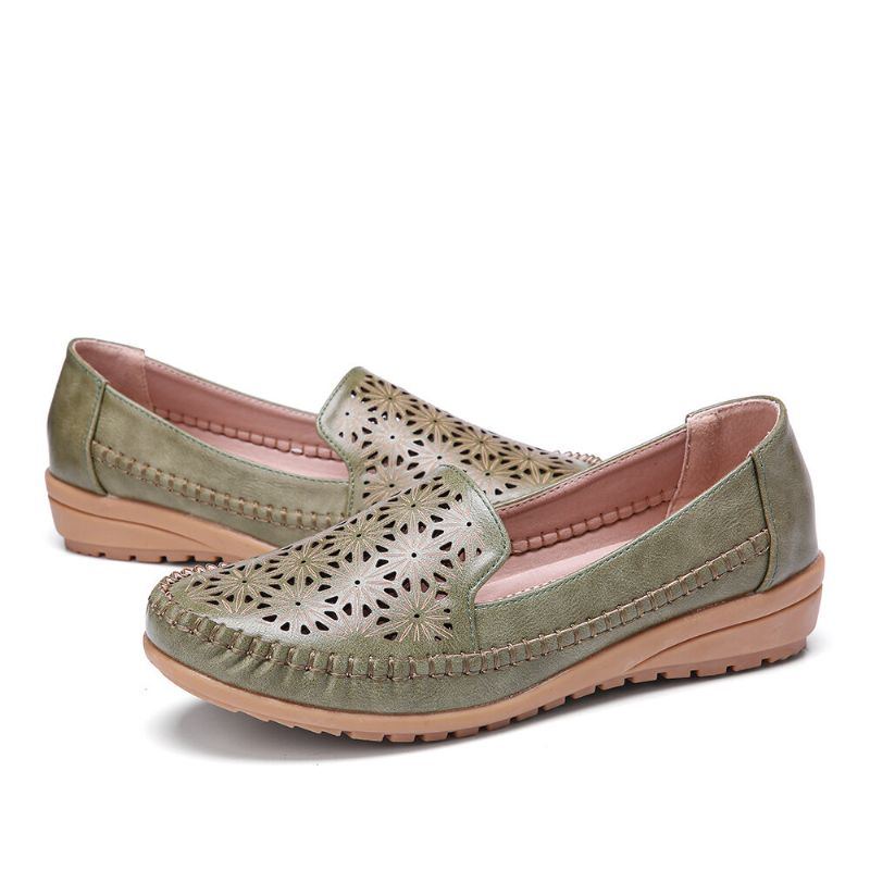 Mujeres Floewrs Hollow Comfy Antideslizante Casual Flat Mocasines