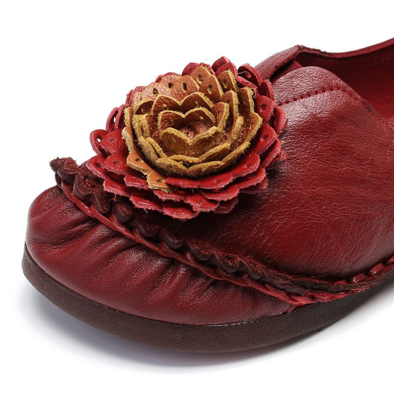 Mujeres Folkways Stricing Flowers Mocasines Planos Casuales Cómodos De Suela Suave