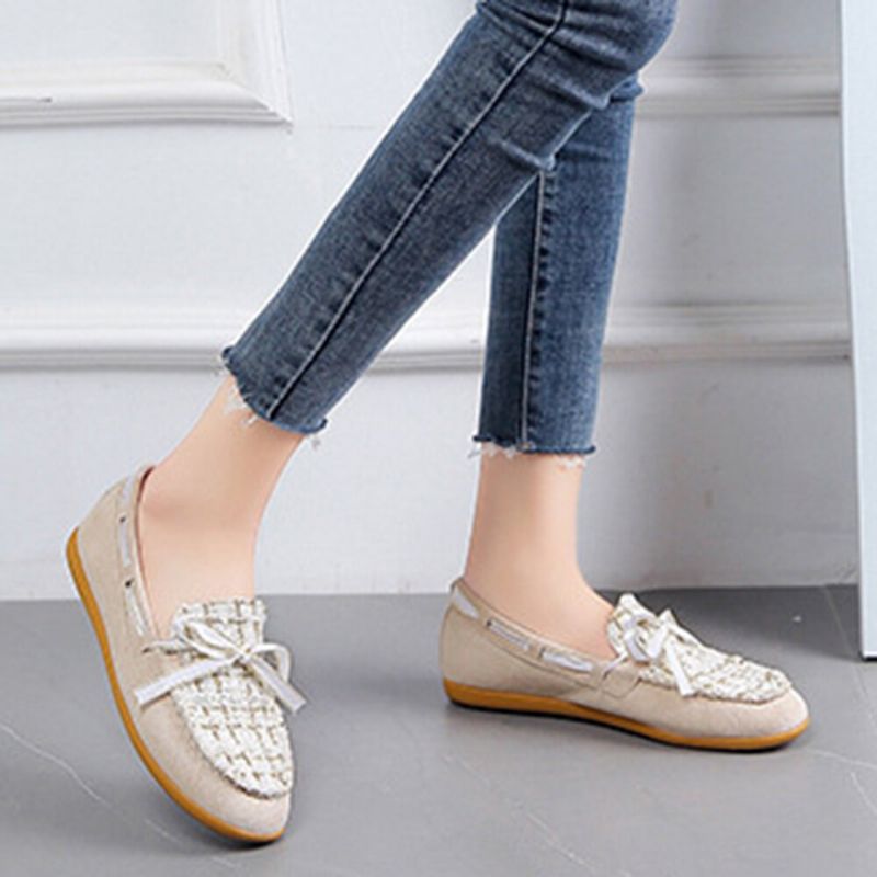 Mujeres Mariposa Nudo Decoración Pequeña Fragancia Viento Cómodo Transpirable Casual Slip On Mocasines