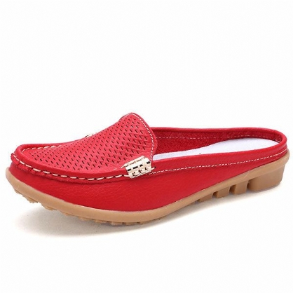 Nuevas Sandalias Planas De Cuero Con Punta Redonda Y Transpirable De Moda Informal Para Mujer