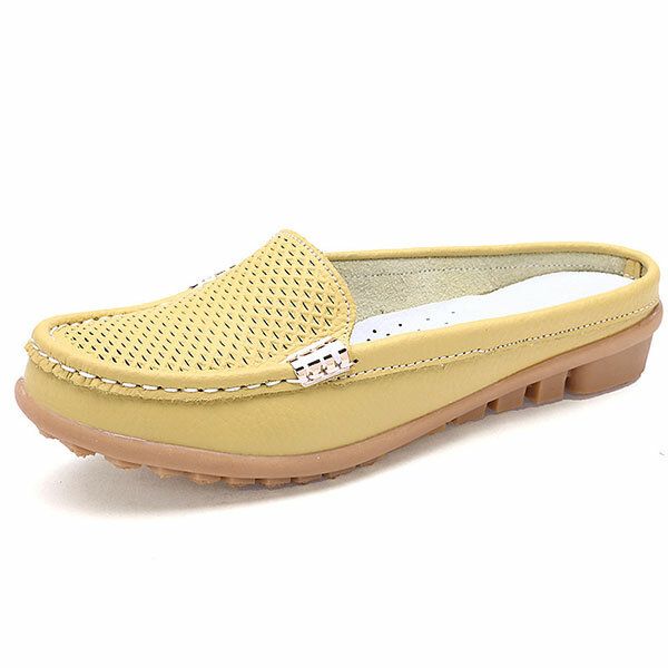 Nuevas Sandalias Planas De Cuero Con Punta Redonda Y Transpirable De Moda Informal Para Mujer