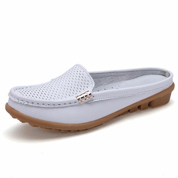 Nuevas Sandalias Planas De Cuero Con Punta Redonda Y Transpirable De Moda Informal Para Mujer