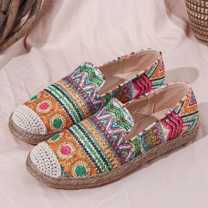 Patrón Bohemio Ahueca Hacia Fuera La Tela De Malla Cómoda Resbalón Usable En Los Zapatos Planos De Alpargatas Casuales