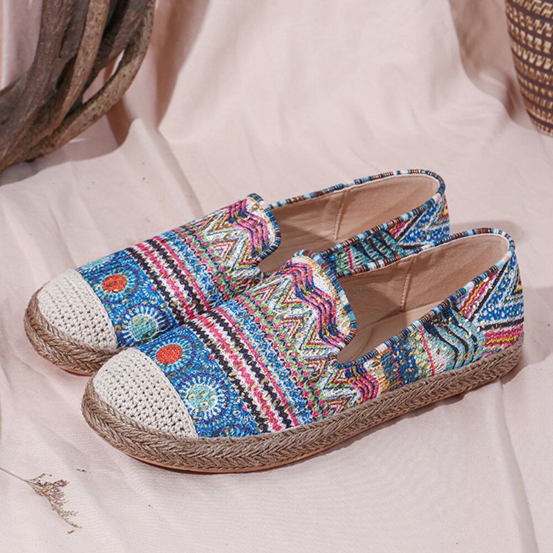 Patrón Bohemio Ahueca Hacia Fuera La Tela De Malla Cómoda Resbalón Usable En Los Zapatos Planos De Alpargatas Casuales