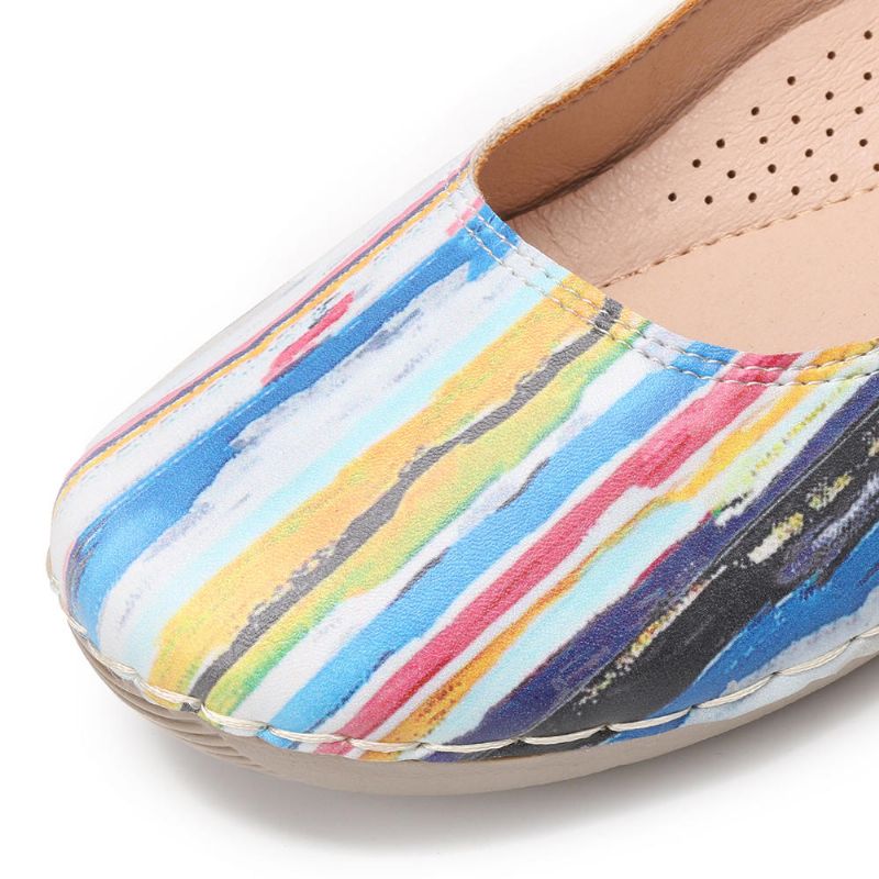 Pisos Para Caminar De Suela Suave De Cuero Casual Multicolor