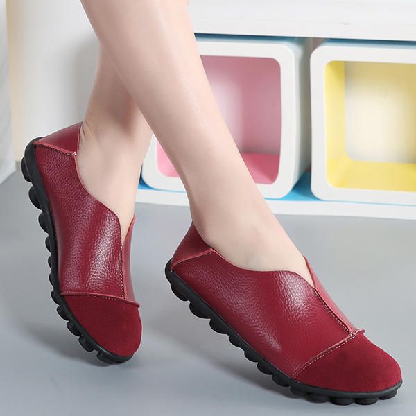 Zapatos Casuales Planos Cómodos De Costura Hechos A Mano Para Mujer