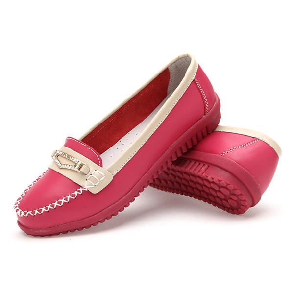 Zapatos De Cuero Casuales Para Mujer Colores Pisos Con Punta Puntiaguda Suela Suave Zapatos Holgados De Cuero