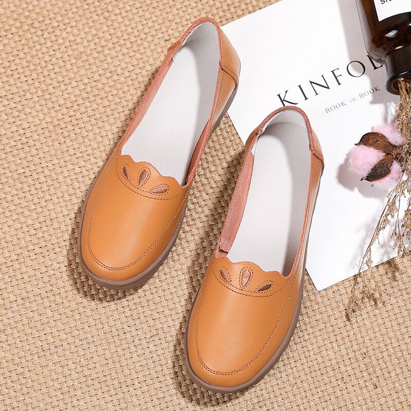 Zapatos Mocasines Planos De Color Liso Suave Con Punta Redonda Diaria Para Mujer