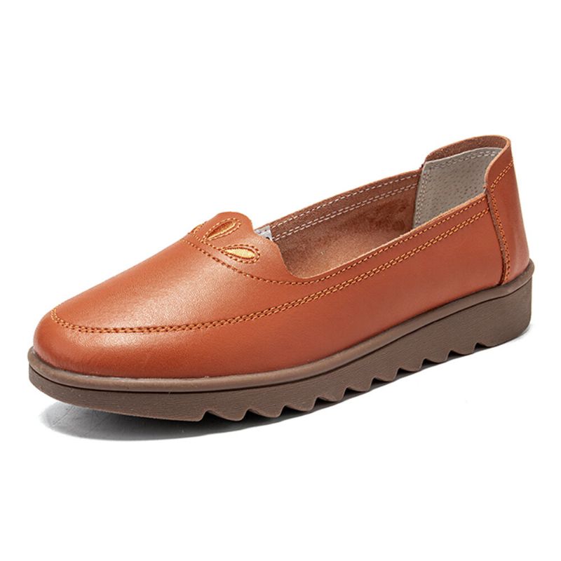 Zapatos Mocasines Planos De Color Liso Suave Con Punta Redonda Diaria Para Mujer