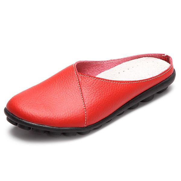 Zapatos De Mujer Color Puro Suela Suave Casual Punta Redonda Resbalón En Zapatos Planos