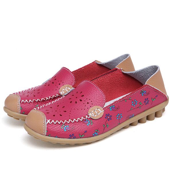 Zapatos De Ocio Para Mujer Transpirables Holgados Mocasines Con Suela Blanda Mocasines Con Estampado De Flores