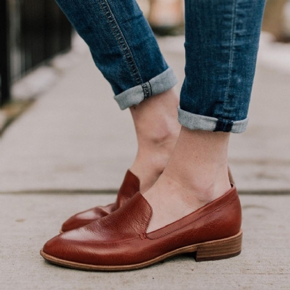 Zapatos Oxford De Gran Tamaño Mocasines Planos De Color Puro Para Mujer