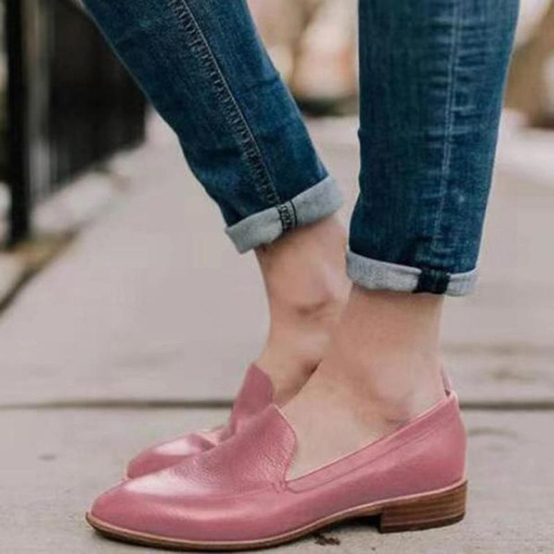 Zapatos Oxford De Gran Tamaño Mocasines Planos De Color Puro Para Mujer