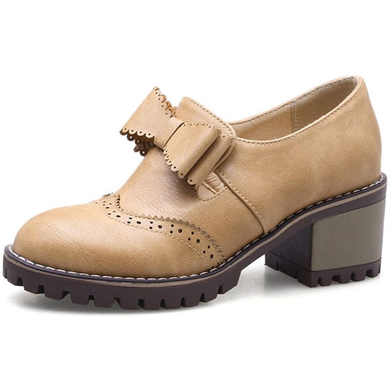 Zapatos Oxford Retro Brogue Con Nudo De Mariposa Para Mujer