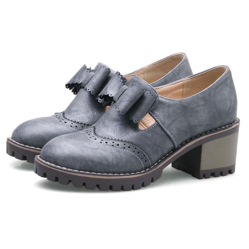 Zapatos Oxford Retro Brogue Con Nudo De Mariposa Para Mujer