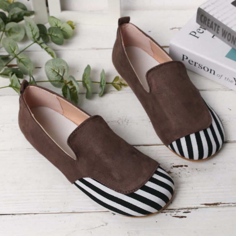 Zapatos Planos Casuales Con Costura De Gamuza Para Mujer