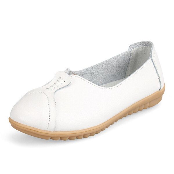 Zapatos Planos Casuales De Cuero Suave Para Mujer Zapatos Sin Cordones Cómodos Mocasines