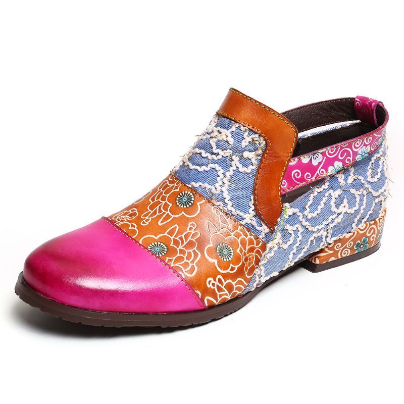 Zapatos Planos Con Cremallera De Cuero Genuino Con Costura De Color Elegante Retro Para Mujer