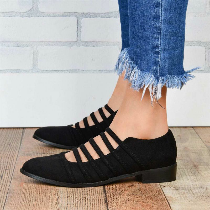 Zapatos Planos Con Punta Puntiaguda Y Cómoda Para Mujer Huecos Cómodos Y Con Múltiples Correas