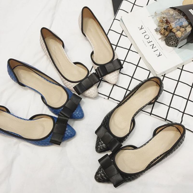 Zapatos Planos D'orsay Con Estilo Cómodos Y Transpirables Con Detalle Tejido Docor Con Lazo Para Mujer