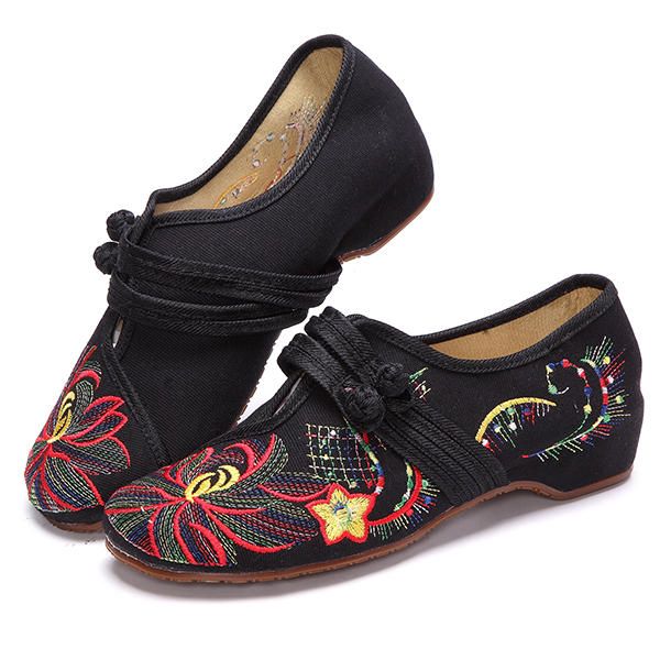 Zapatos Planos De Exterior Con Bordado Floral Informal Para Mujer