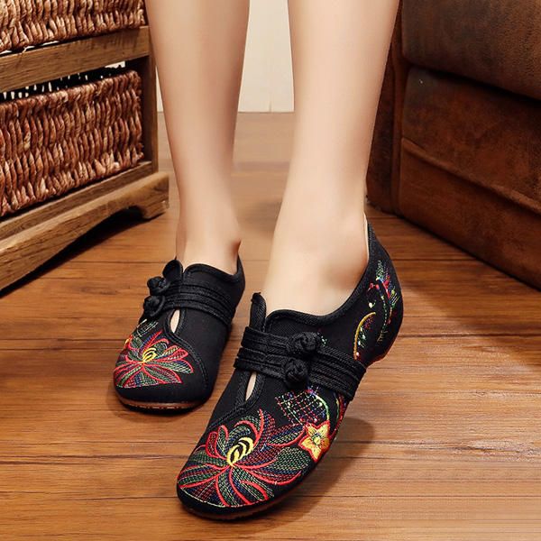 Zapatos Planos De Exterior Con Bordado Floral Informal Para Mujer