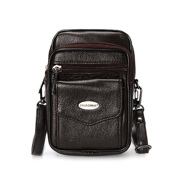 5.3 Pulgadas Teléfono Celular Hombres Bolso De Cintura Vintage De Cuero Genuino Bolso Bandolera