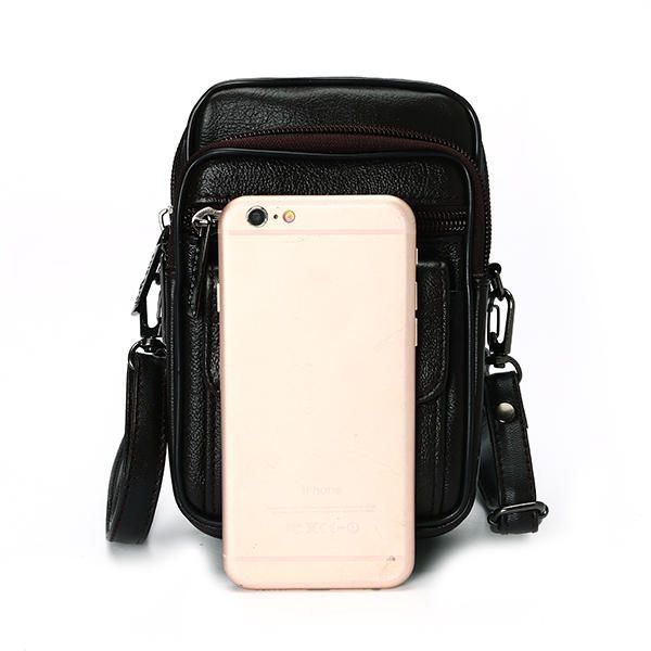 5.3 Pulgadas Teléfono Celular Hombres Bolso De Cintura Vintage De Cuero Genuino Bolso Bandolera