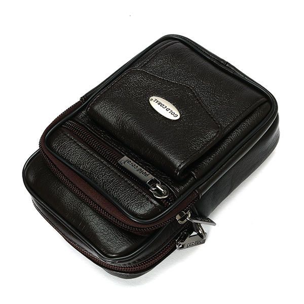 5.3 Pulgadas Teléfono Celular Hombres Bolso De Cintura Vintage De Cuero Genuino Bolso Bandolera