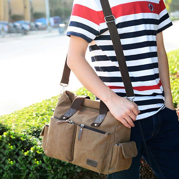 Bolsa De Gran Capacidad De Viaje Informal Al Aire Libre De Lona Para Hombres