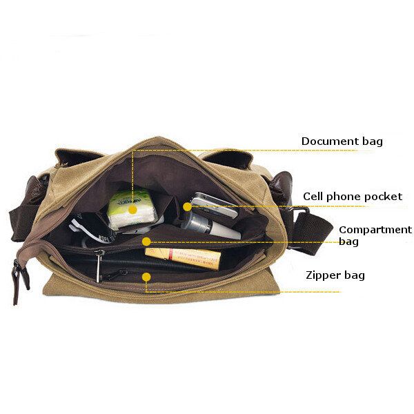 Bolsa De Hombreajero De Lona Informal Para Hombre Hombro De Viaje