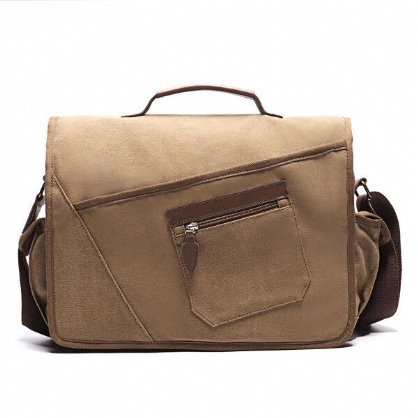 Bolsa De Hombreajero Retro Para Hombres Bolsa De Hombro A Prueba De Golpes Con Bolsillo Para Computadora Portátil De 15.6 Pulgadas