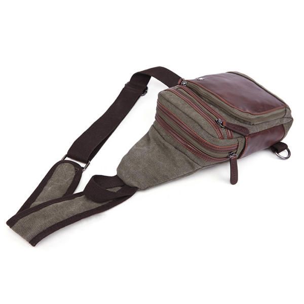 Bolsa De Pecho Con Bandolera De Hombro Al Aire Libre De Viaje Causal De Lona Para Hombre