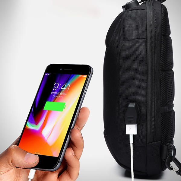 Bolsa De Pecho Impermeable Multifuncional De Gran Capacidad Usb Anti-thfet Para Hombres Al Aire Libre