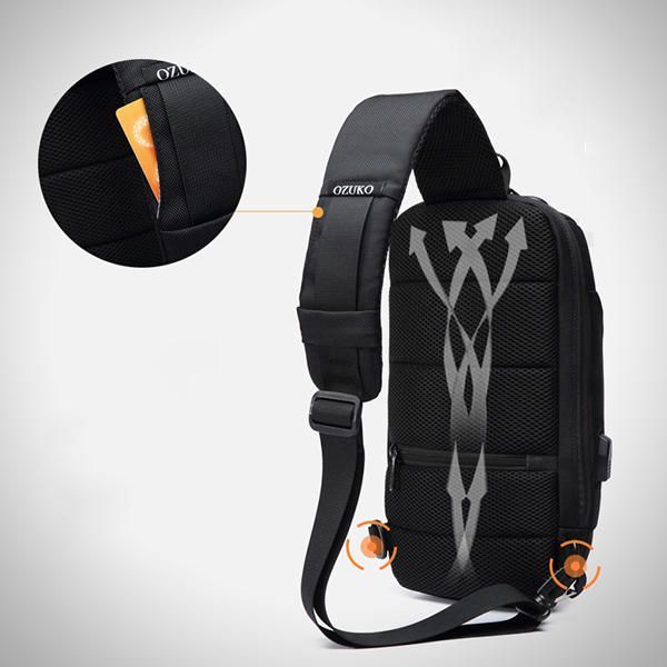 Bolsa De Pecho Impermeable Multifuncional De Gran Capacidad Usb Anti-thfet Para Hombres Al Aire Libre