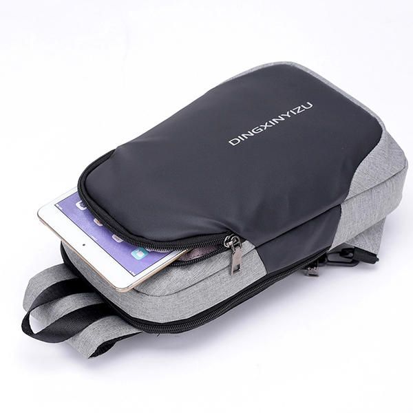 Bolsa De Pecho Impermeable De Nailon Para Hombres Bandolera De Gran Capacidad Con Carga Usb