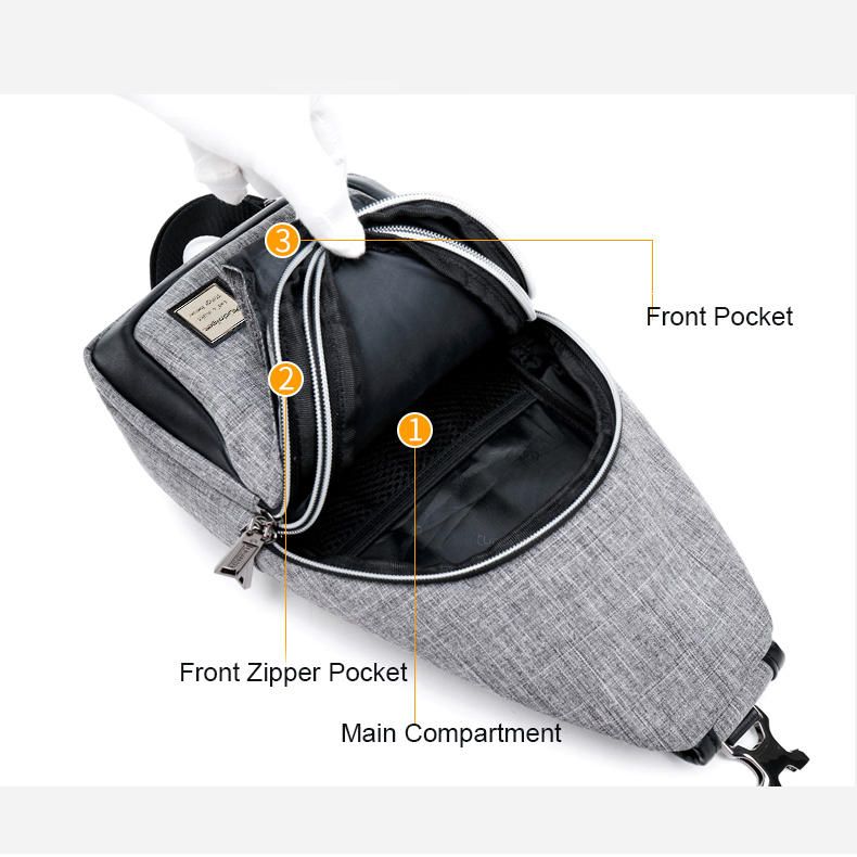 Bolsa De Pecho Usb Impermeable De Gran Capacidad Para Hombres Croddbody Bag