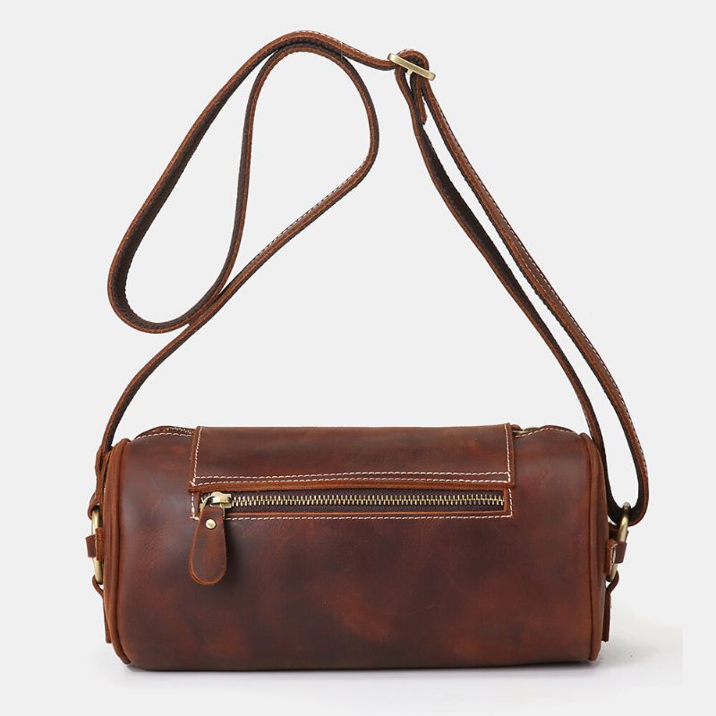 Bolso Bandolera Ajustable De Moda Retro De Cuero Genuino Para Hombre