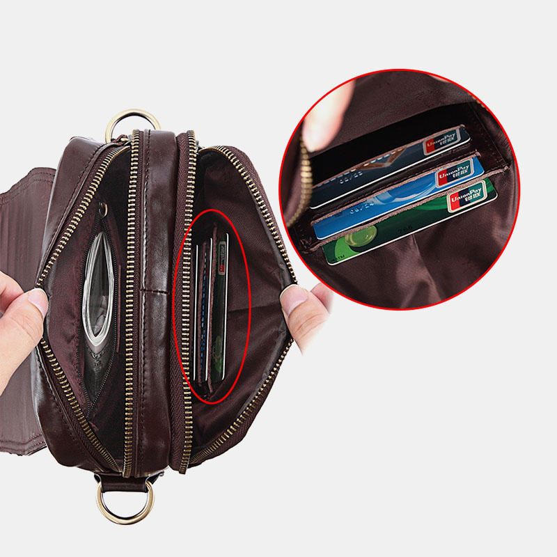 Bolso Bandolera Antirrobo De Cuero Genuino Para Hombre