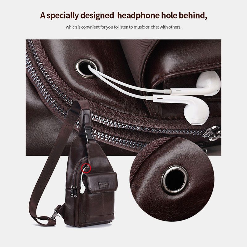 Bolso Bandolera Antirrobo De Cuero Genuino Para Hombre Bolso Bandolera Bolso En El Pecho