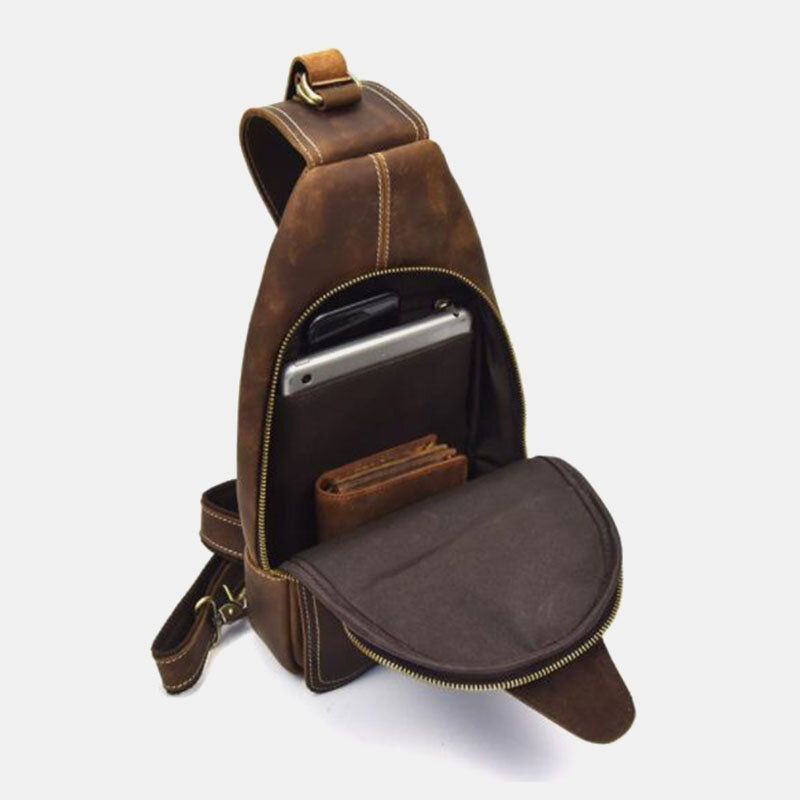 Bolso Bandolera Antirrobo Vintage De Gran Capacidad De Cuero Pu Para Hombre Bolso Bandolera Para El Pecho