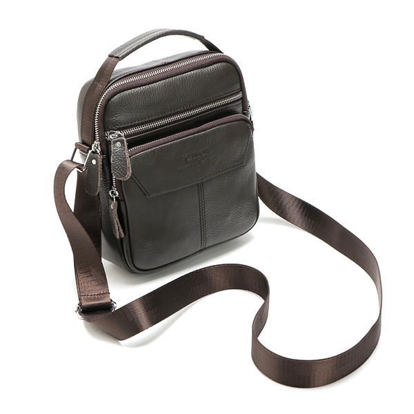 Bolso Bandolera Casual Con Costura De Cuero Genuino Vintage Para Hombres