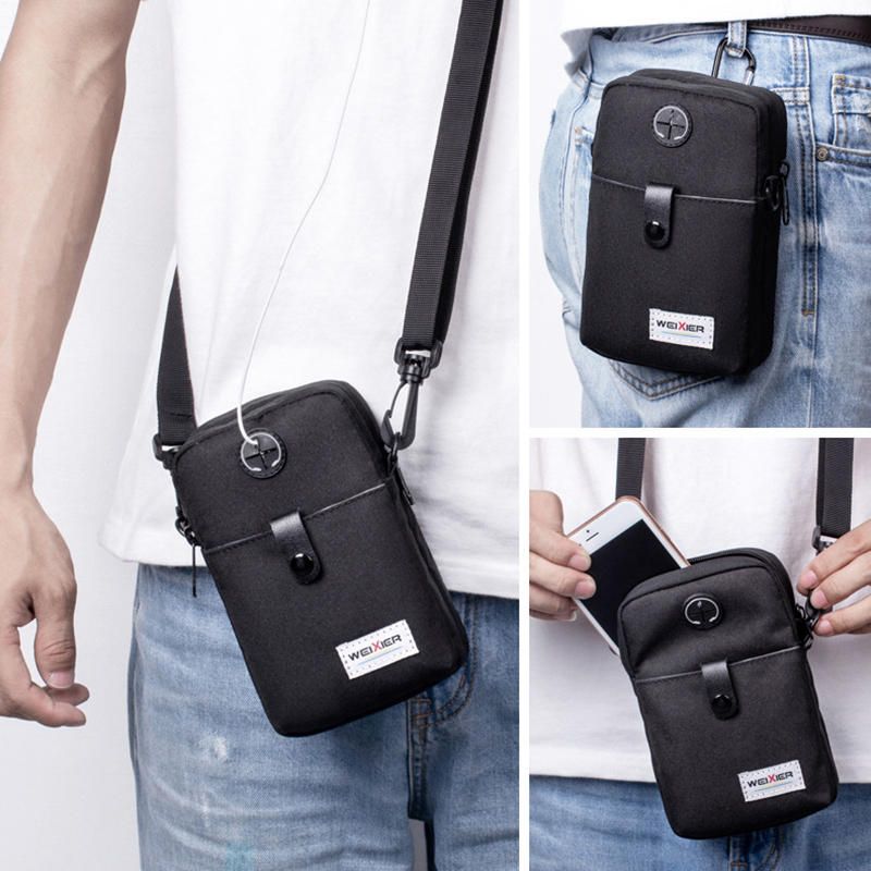 Bolso Bandolera Con Orificio Para Auriculares Para Hombre Bolso De Cintura Bolso Para Teléfono Para Viajes Al Aire Libre