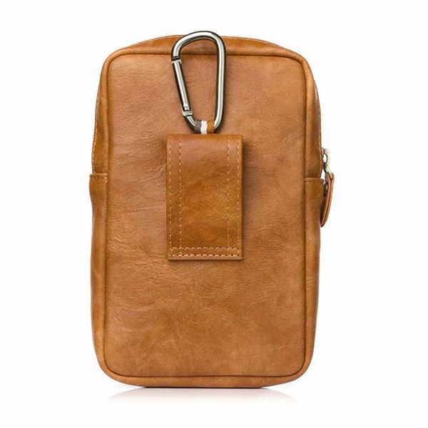 Bolso Bandolera De Cuero Genuino Con Doble Cremallera Para Hombre