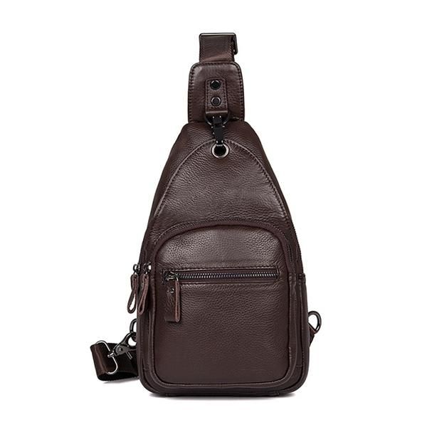 Bolso Bandolera De Cuero Genuino De Gran Capacidad Bolso De Pecho Informal Para Hombres