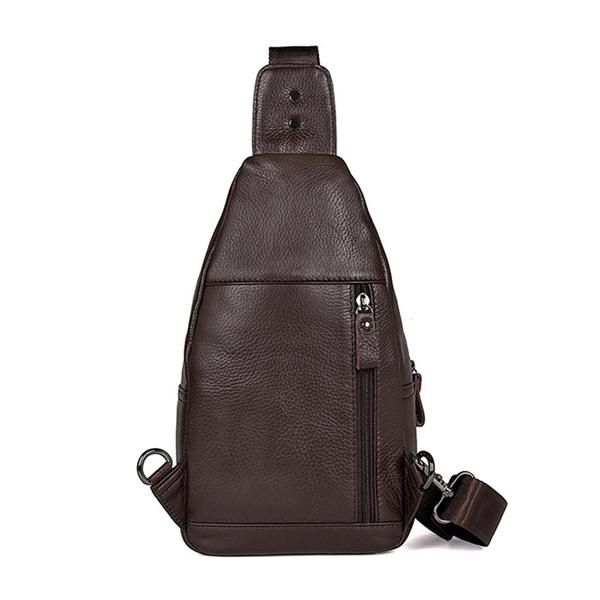 Bolso Bandolera De Cuero Genuino De Gran Capacidad Bolso De Pecho Informal Para Hombres