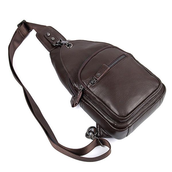 Bolso Bandolera De Cuero Genuino De Gran Capacidad Bolso De Pecho Informal Para Hombres