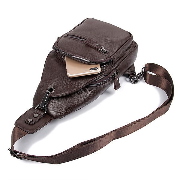 Bolso Bandolera De Cuero Genuino De Gran Capacidad Bolso De Pecho Informal Para Hombres