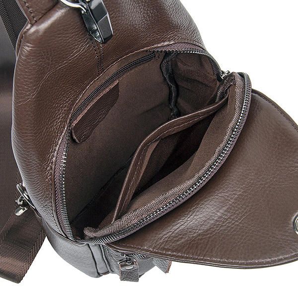 Bolso Bandolera De Cuero Genuino De Gran Capacidad Bolso De Pecho Informal Para Hombres